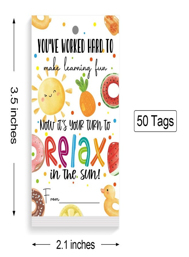 aPamr Summer Teacher Appreciation Gift Sunshine Writing Thank You Tag,Your Turn To Relax In The Sun Tag,End of School Year Tags Gift Tags,Thank You Gift Tags Card for Teacher - Image 2